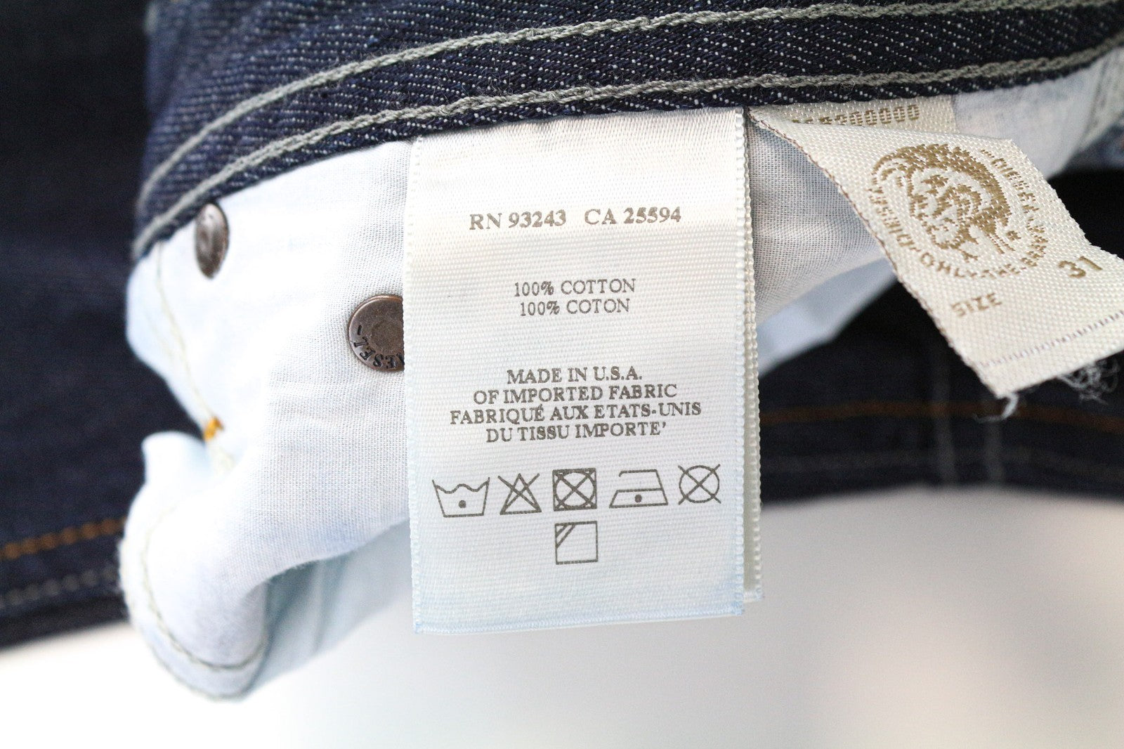 DIESEL Viker 0RUS7 vyriški džinsai W31/L32 Regular tiesaus kirpimo mėlyni medvilniniai 