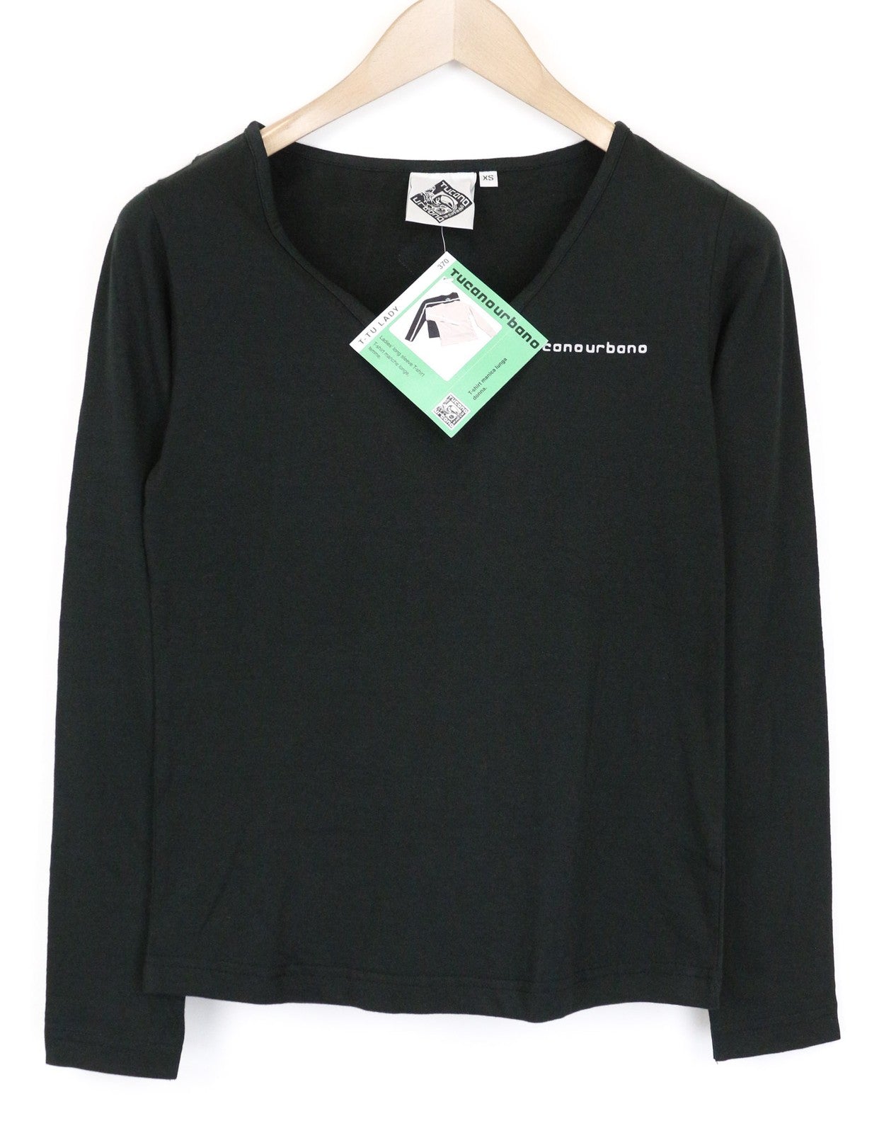 TUCANO URBANO T-TU moteriški marškinėliai ilgomis rankovėmis, juodi, medvilniniai. XS dydžio. 