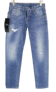 TAKESHY KUROSAWA TK 72 Men's Jeans W32 Blue Slim Buttoned Non-Stretch Distress