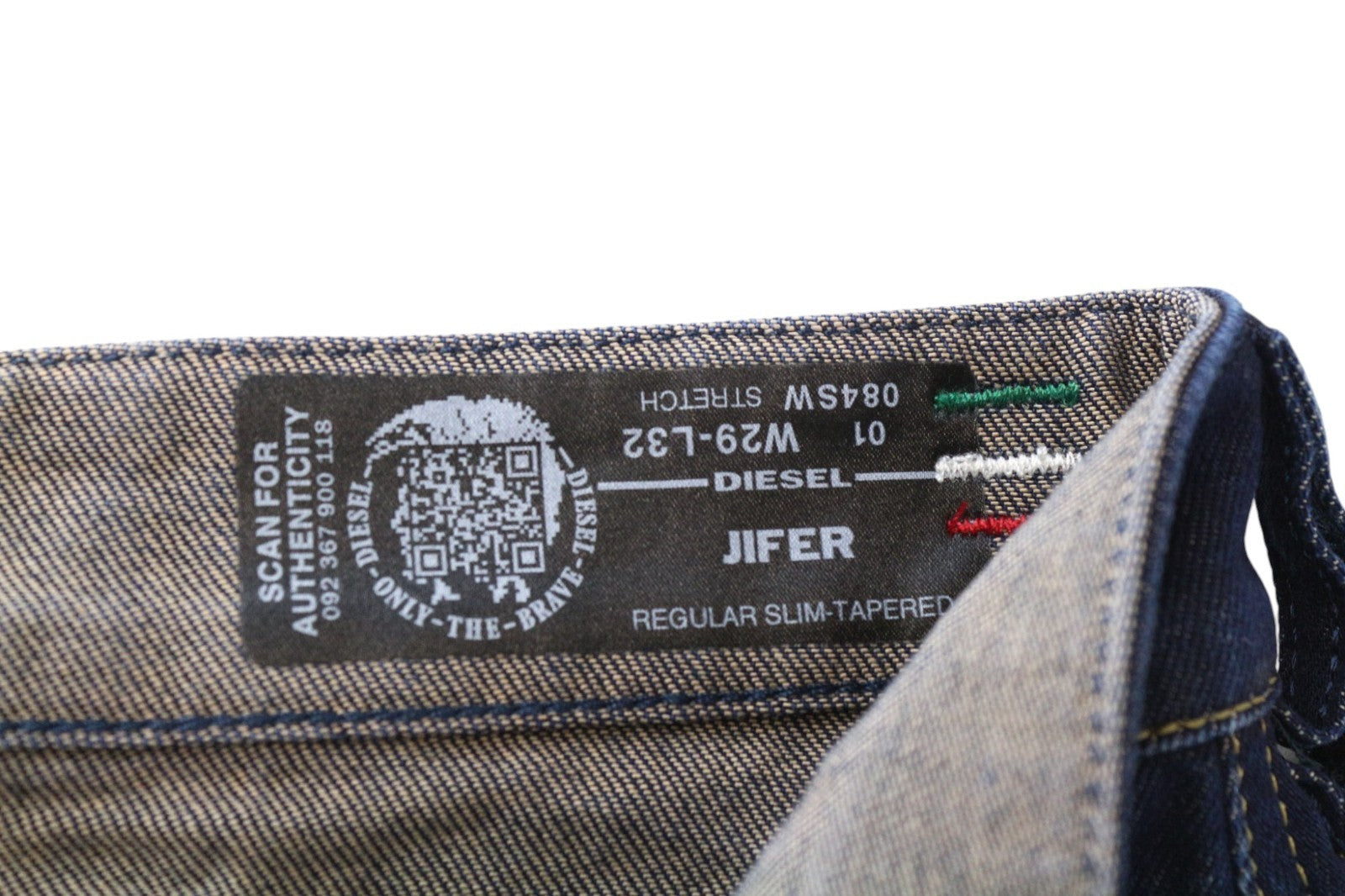 DIESEL Jifer 084SW vyriški džinsai W29/L32 mėlyni, siaurėjantys, ploni, tamprūs, dirbtinio audinio 