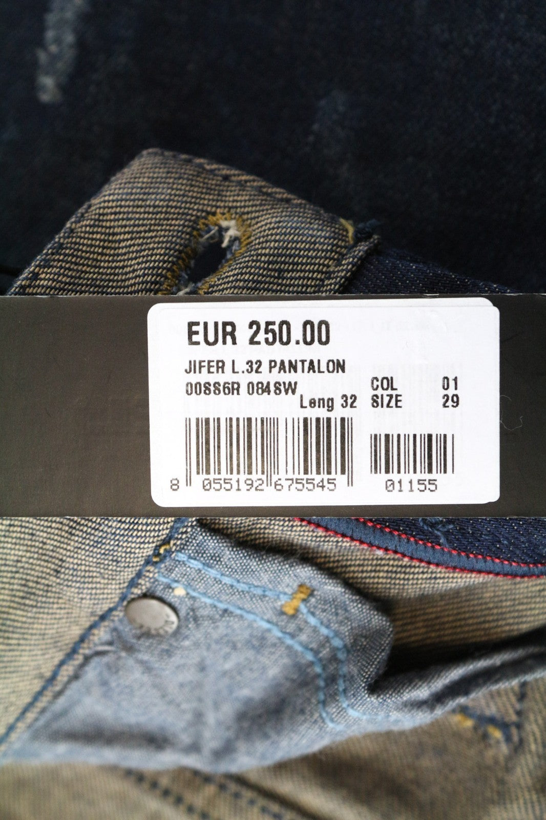 DIESEL Jifer 084SW vyriški džinsai W29/L32 mėlyni, siaurėjantys, ploni, tamprūs, dirbtinio audinio 