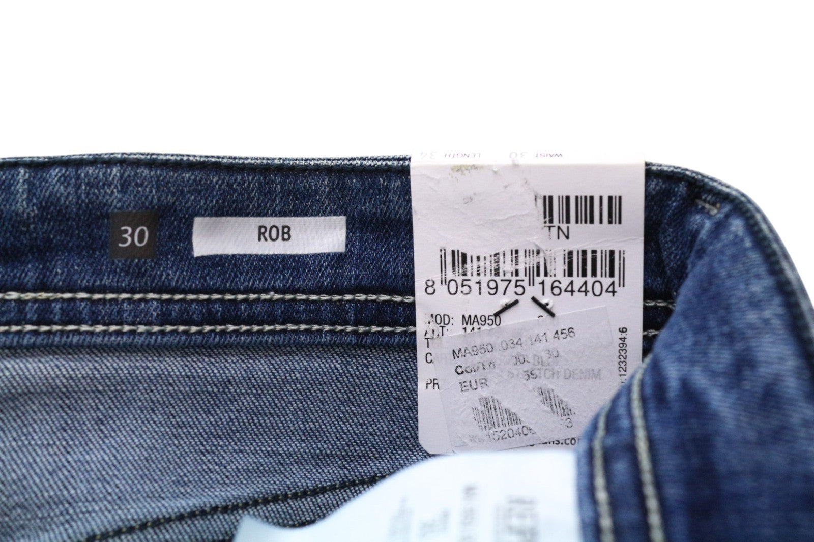 REPLAY Rob vyriški džinsai W30/L34 mėlyni, siaurėjantys, tiesūs, tamprūs, skalbti 