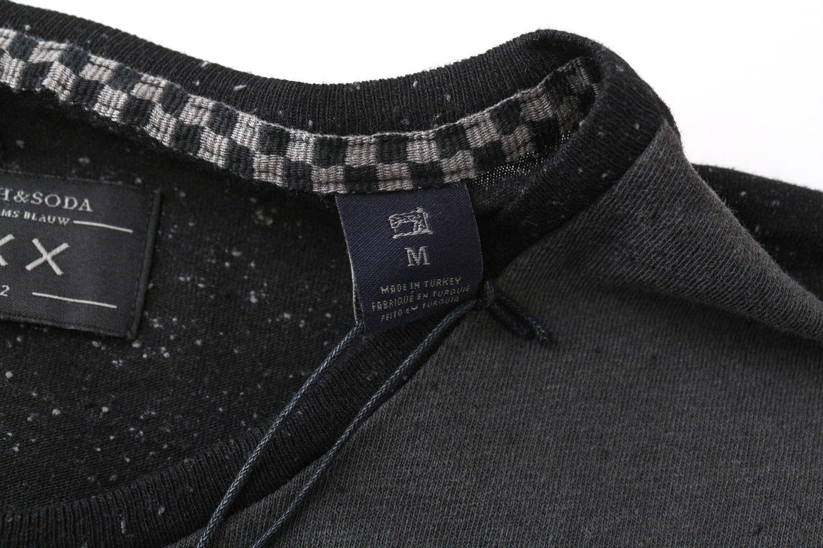 SCOTCH & SODA Men's T-Shirt M Black Cotton Crew Neck Colour Block Jersey