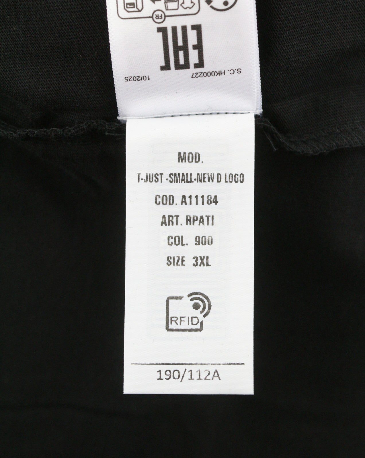 DIESEL T-Just-Small-New D Logo Men T-Shirt 3XL Black Cotton Tricot Short Sleeve