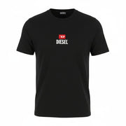 DIESEL T-Just-Small-New D Logo Men T-Shirt L Black Cotton Tricot Short Sleeve