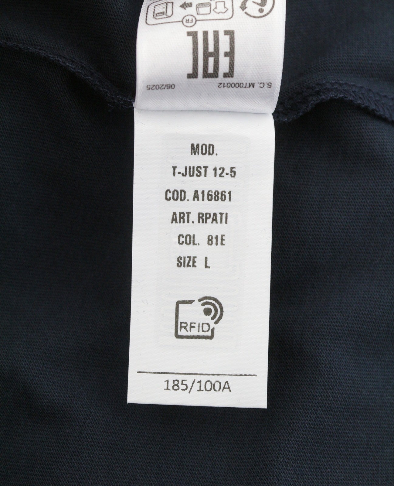 DIESEL T-Just 12-5 Men T-Shirt L Dark Blue Cotton Tricot Short Sleeve