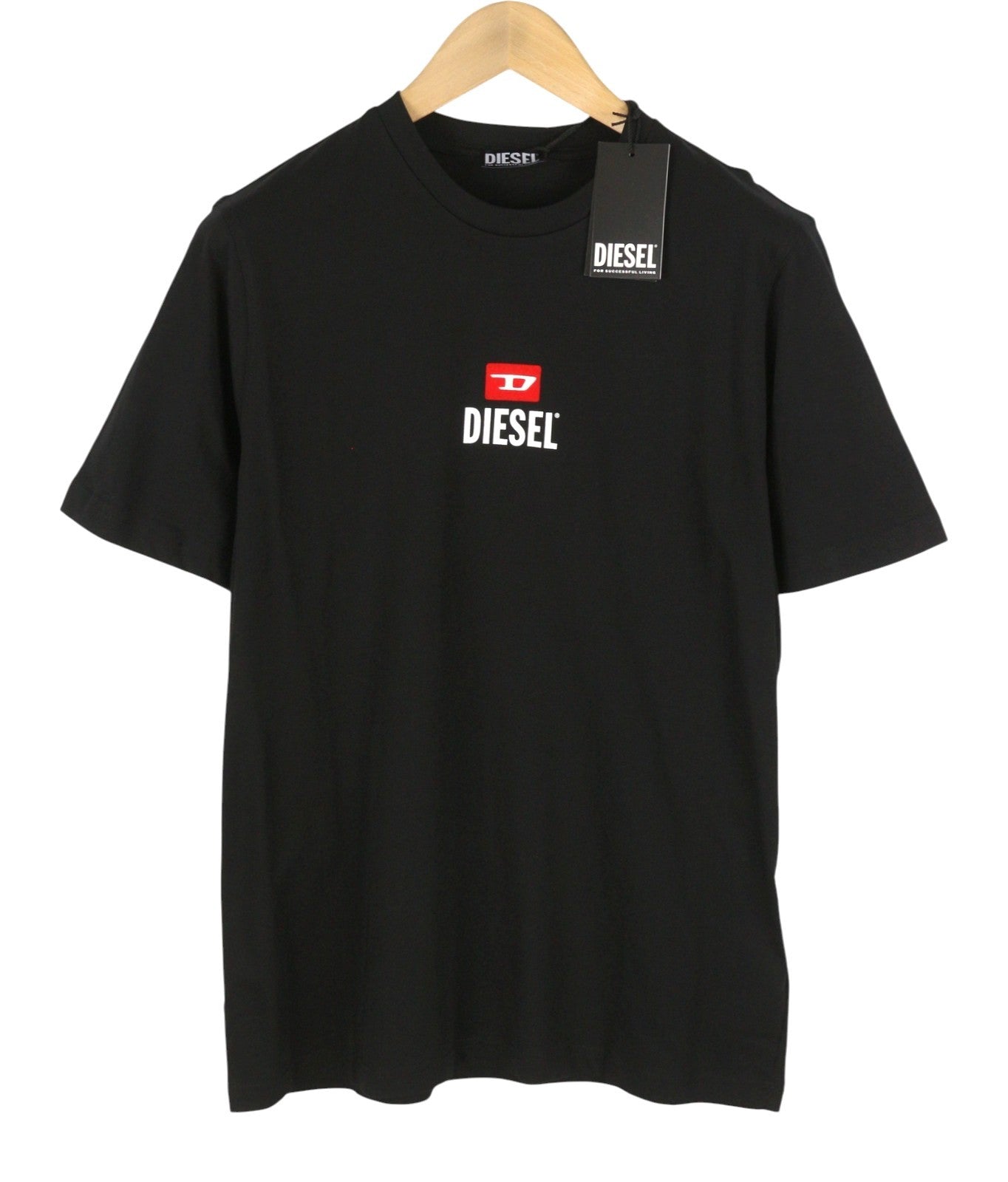 DIESEL T-Just-Small-New D Logo Men T-Shirt 2XL Black Cotton Tricot Short Sleeve