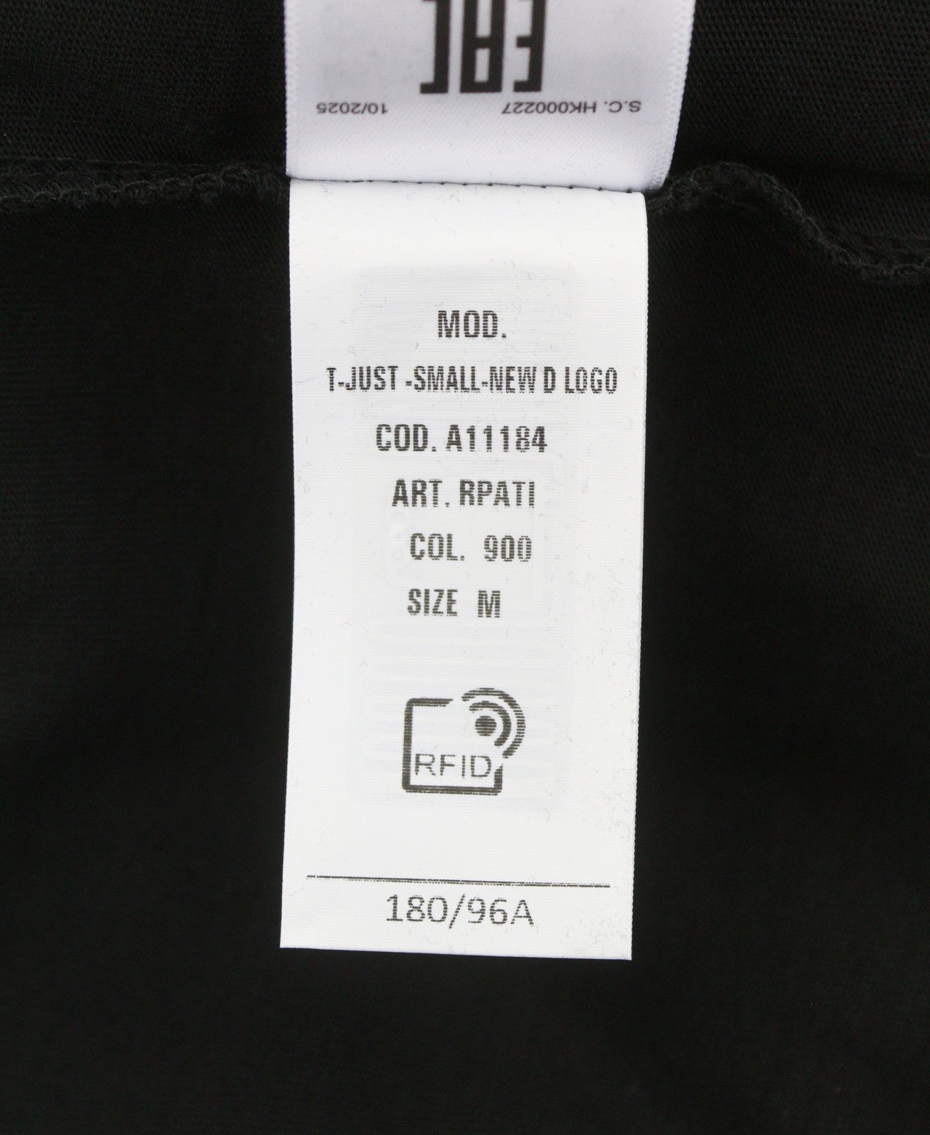 DIESEL T-Just-Small-New D Logo Men T-Shirt M Black Cotton Tricot Short Sleeve