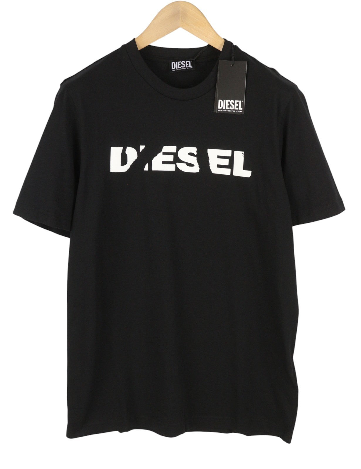 DIESEL T-Just 250232 Off Men T-Shirt L Black Cotton Tricot Short Sleeve