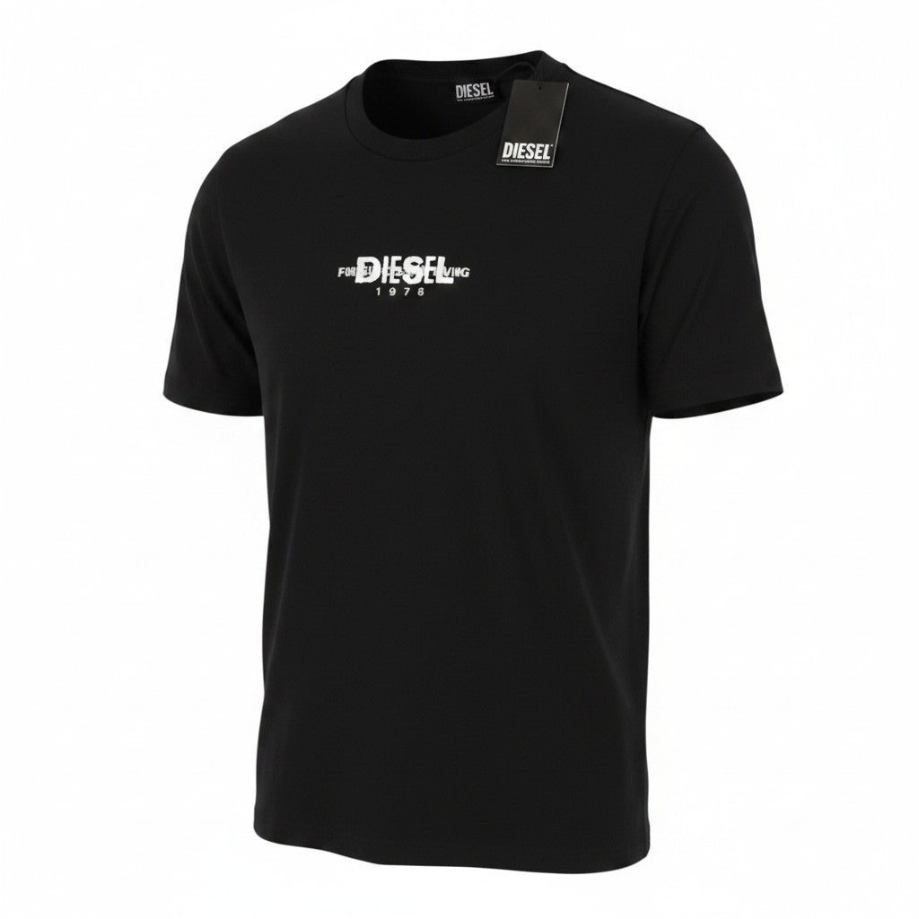 DIESEL T-Just 250236 Off Men T-Shirt 3XL Black Cotton Tricot Short Sleeve
