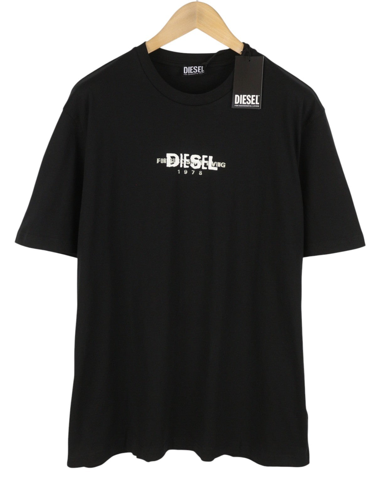 DIESEL T-Just 250236 Off Men T-Shirt 3XL Black Cotton Tricot Short Sleeve