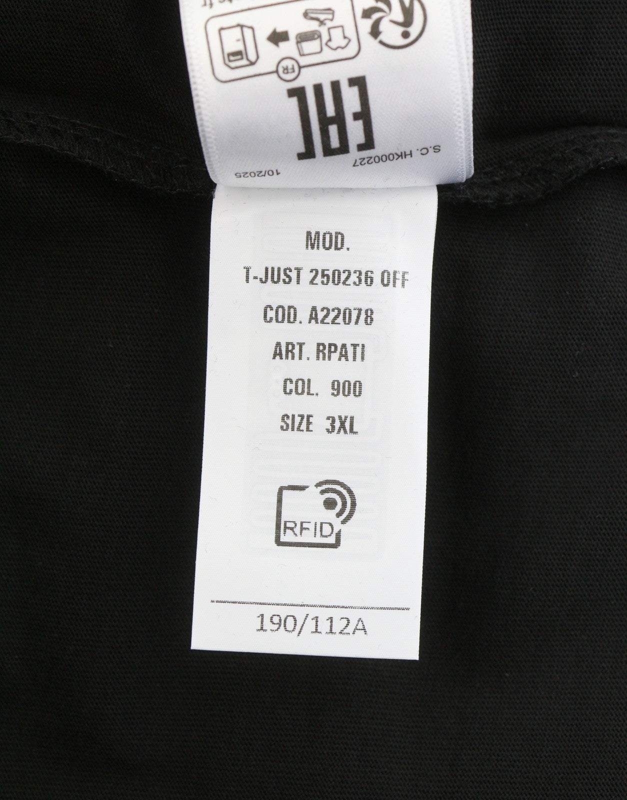 DIESEL T-Just 250236 Off Men T-Shirt 3XL Black Cotton Tricot Short Sleeve