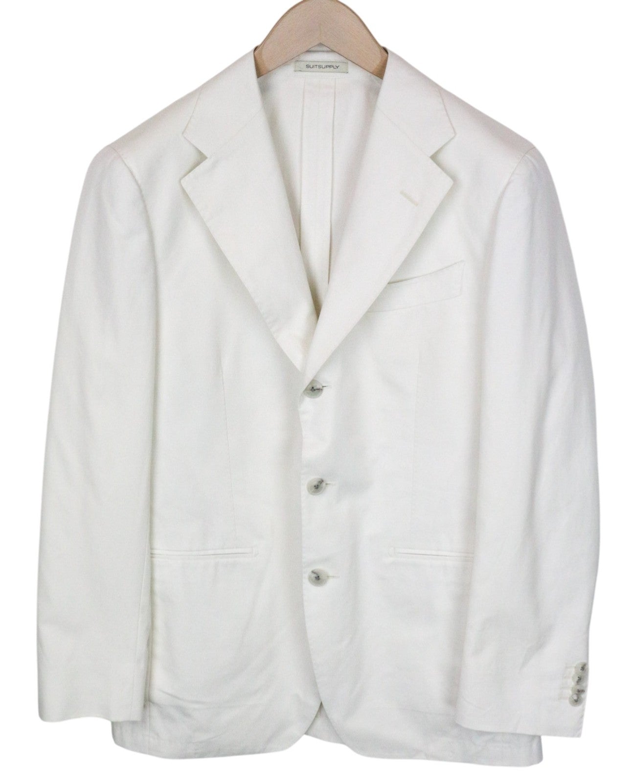 SUITSUPPLY Havana Men Suit UK38R Single-Breasted Off-White Slim Cotton 2 Piece