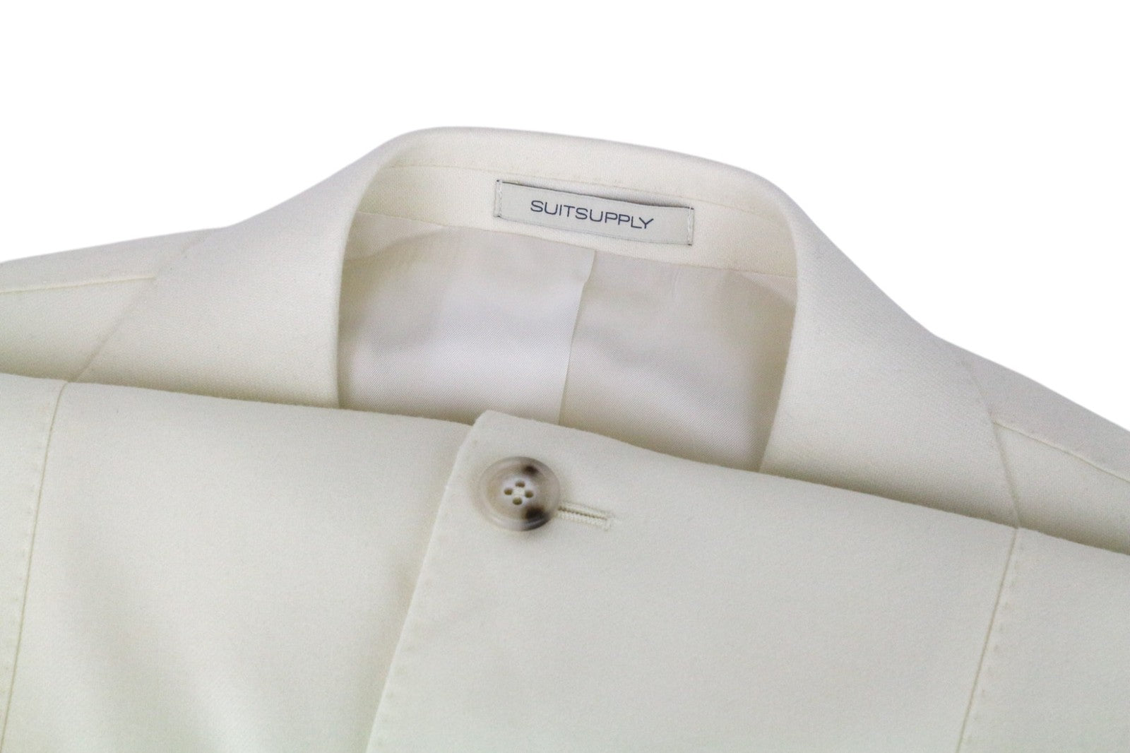 SUITSUPPLY Havana Men Suit UK40R Off-White Single-Breasted Slim Pure Wool 2Piece