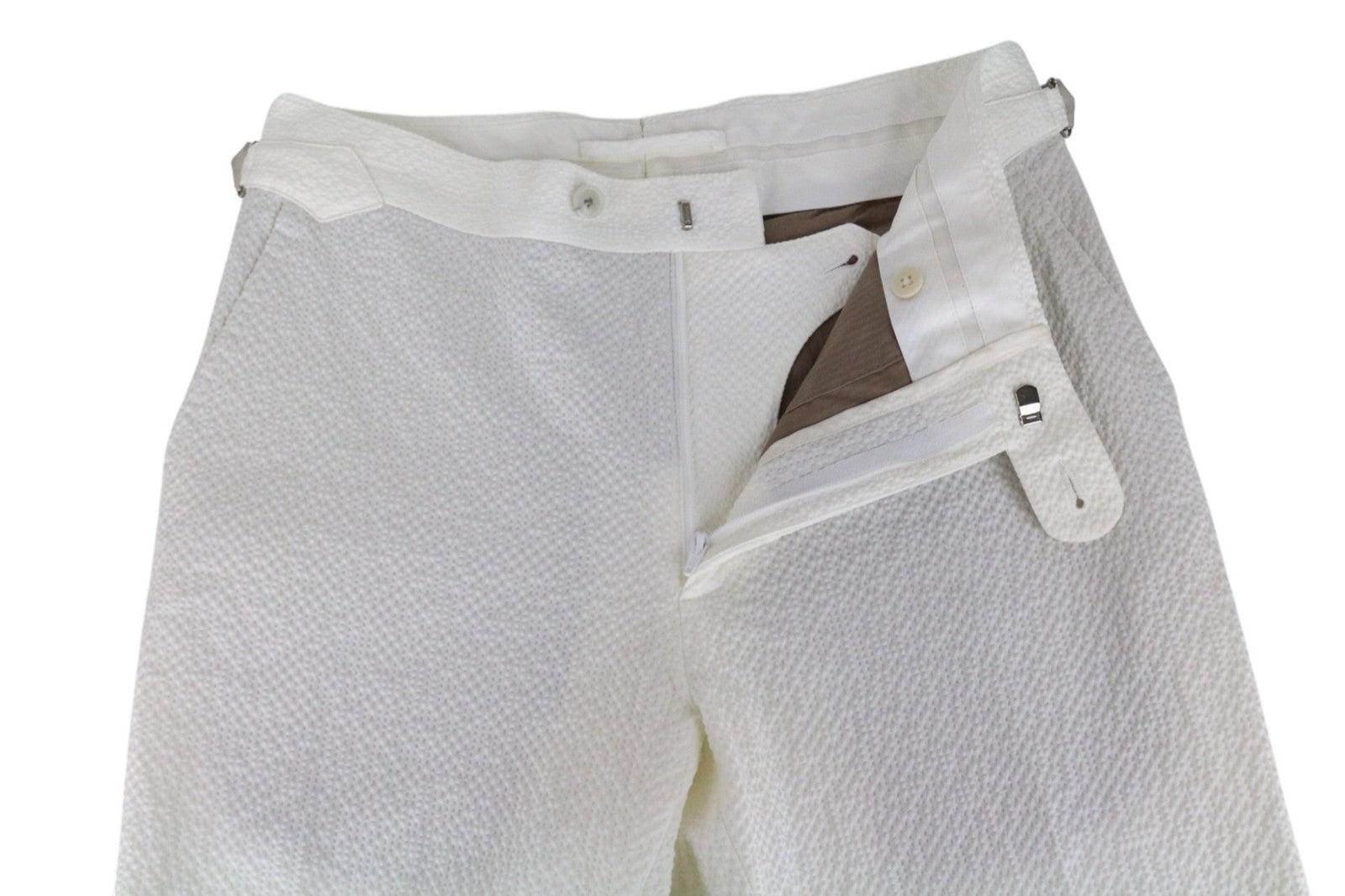 SUITSUPPLY Havana Men Suit UK34R Double-Breast White Slim Cotton Stretch 2Piece