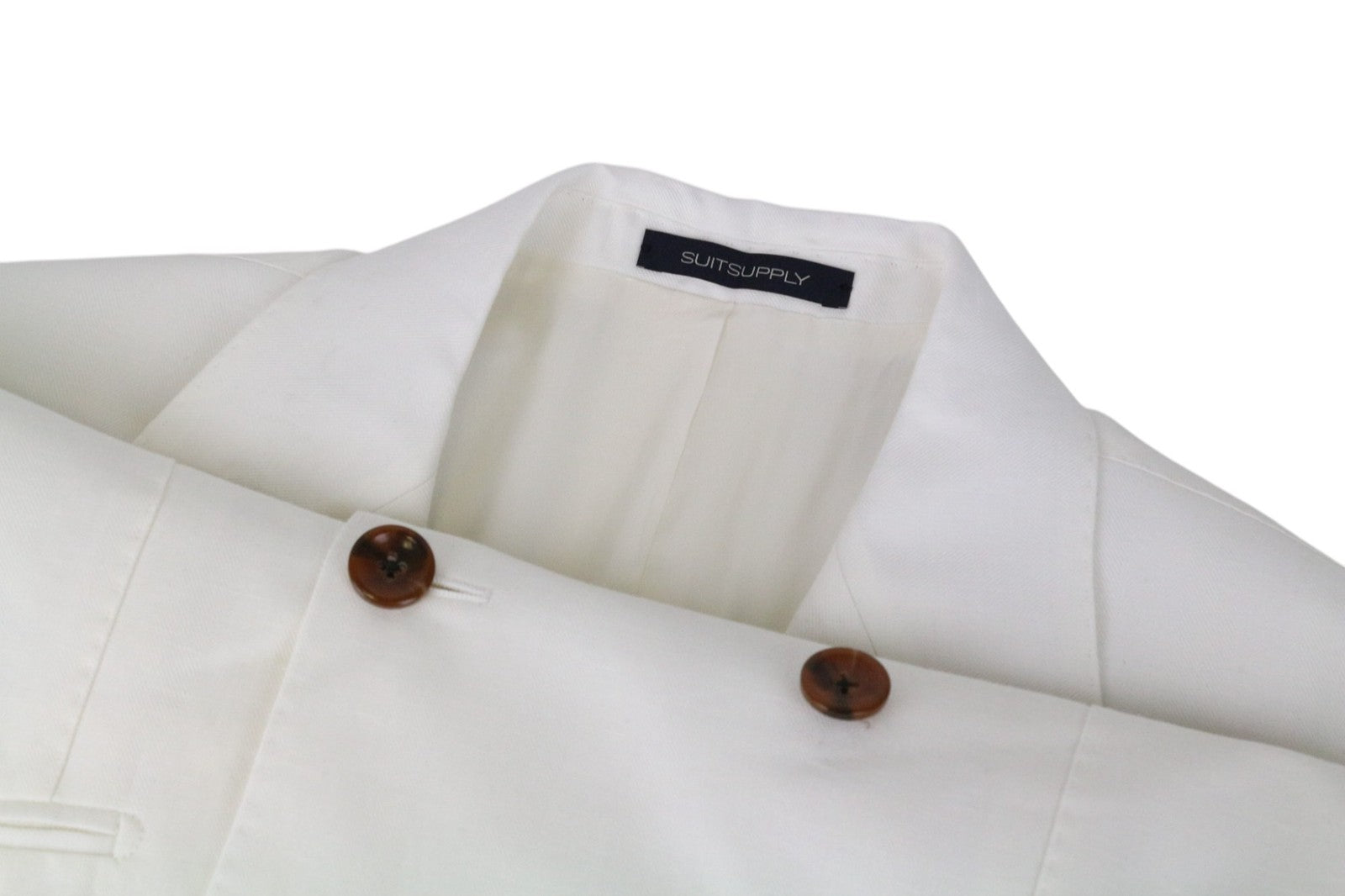 SUITSUPPLY La Spalla Men Blazer UK34R Off-White Linen Cotton Double-Breasted