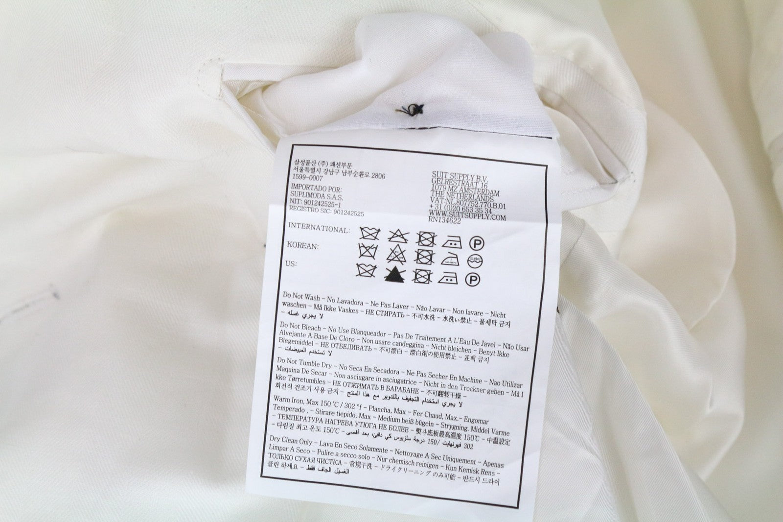 SUITSUPPLY La Spalla Men Blazer UK34R Off-White Linen Cotton Double-Breasted