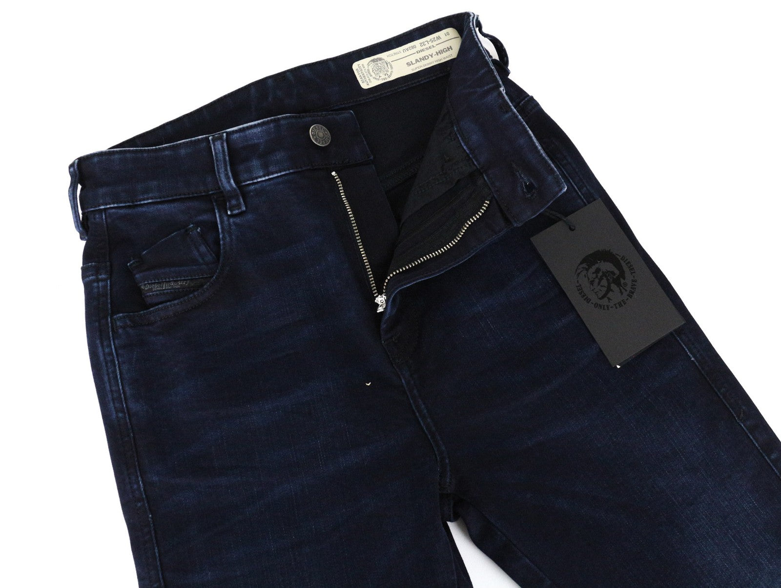 DIESEL Slandy-High 082AU Women Jeans W25/L32 Super Skinny Blue Cotton Stretch