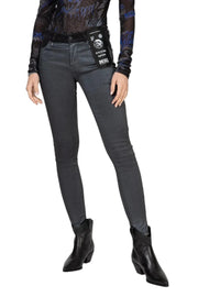 DIESEL Slandy-Zip 069GF Women Jeans W25/L30 Super Skinny Grey Stretch Coated