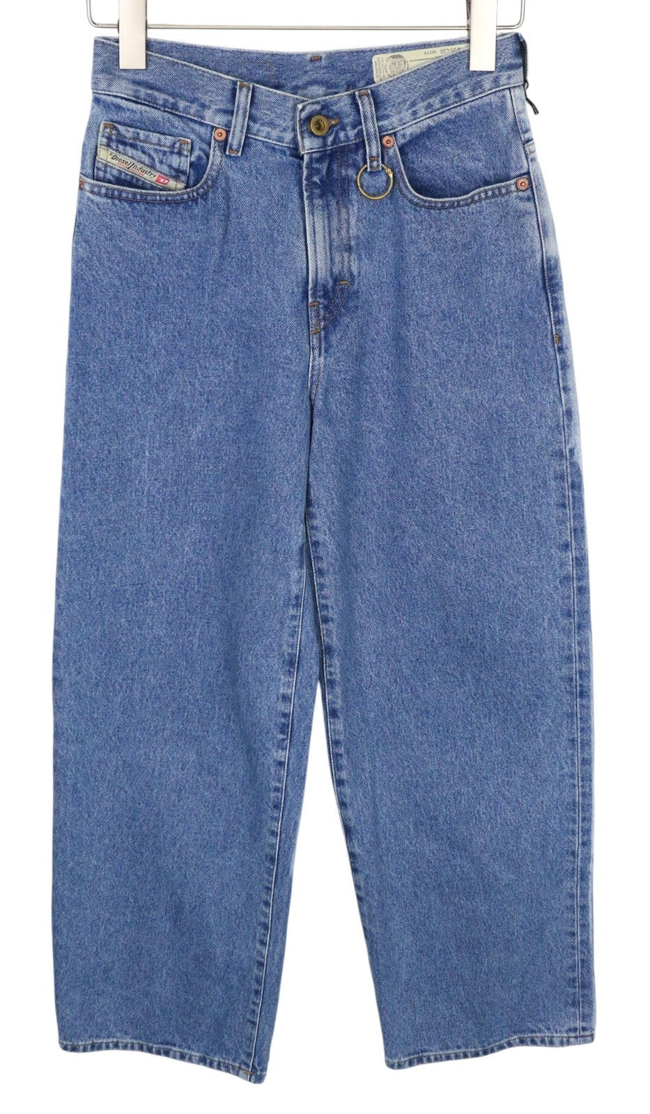 DIESEL Widee 0077V Women Jeans W25/L32 Straight Fit Washed Blue Pure Cotton