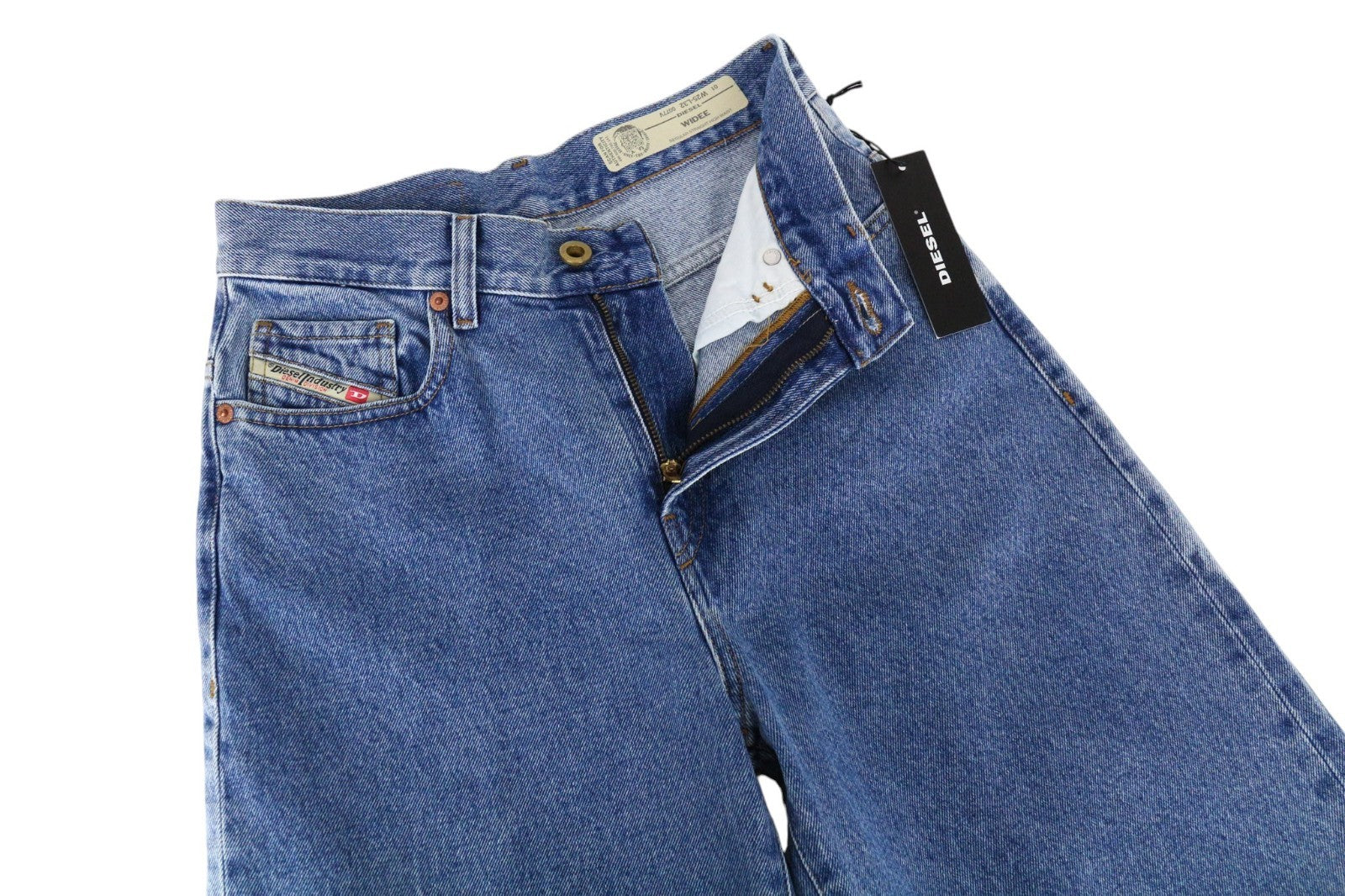 DIESEL Widee 0077V Women Jeans W25/L32 Straight Fit Washed Blue Pure Cotton