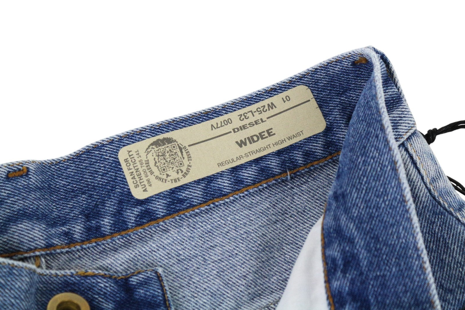 DIESEL Widee 0077V Women Jeans W25/L32 Straight Fit Washed Blue Pure Cotton