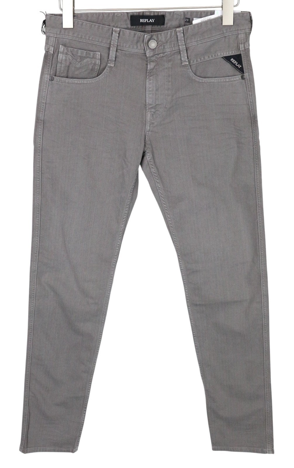 REPLAY Anbass Men Jeans W29/L32 Slim Fit Casual Grey Cotton Stretch Denim