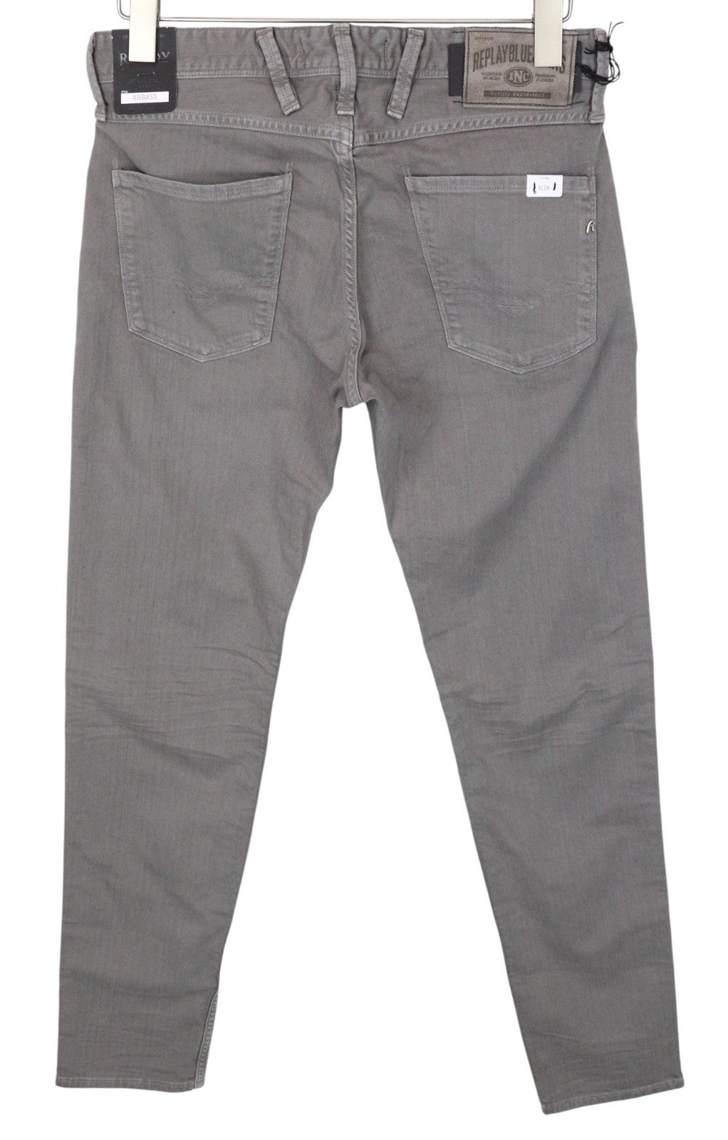 REPLAY Anbass Men Jeans W29/L32 Slim Fit Casual Grey Cotton Stretch Denim
