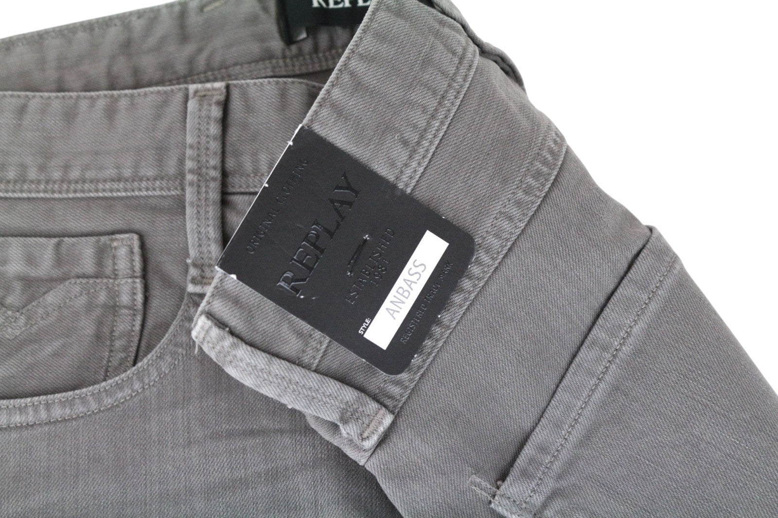 REPLAY Anbass Men Jeans W29/L32 Slim Fit Casual Grey Cotton Stretch Denim