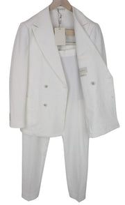 SUITSUPPLY Havana Men Suit UK38R Two-Row White 2-Piece Slim Cotton Stretch
