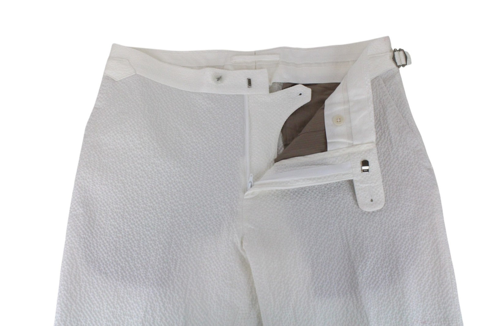 SUITSUPPLY Havana Men Suit UK38R Two-Row White 2-Piece Slim Cotton Stretch