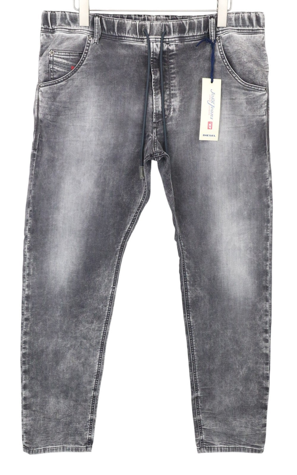 DIESEL Krooley-NE 0855B Men Jeans W38 Jogg Sweat Grey Stretch Slim Carrot Fit