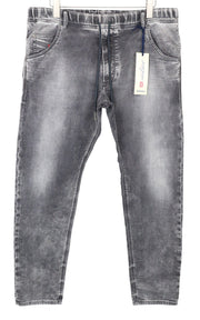 DIESEL Krooley-NE 0855B Men Jeans W38 Jogg Sweat Grey Stretch Slim Carrot Fit