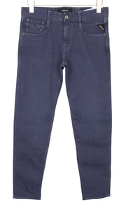 REPLAY Anbass Men Jeans W30/L34 Purple Stretch Denim Zip-Fly Slim Fitted Classic