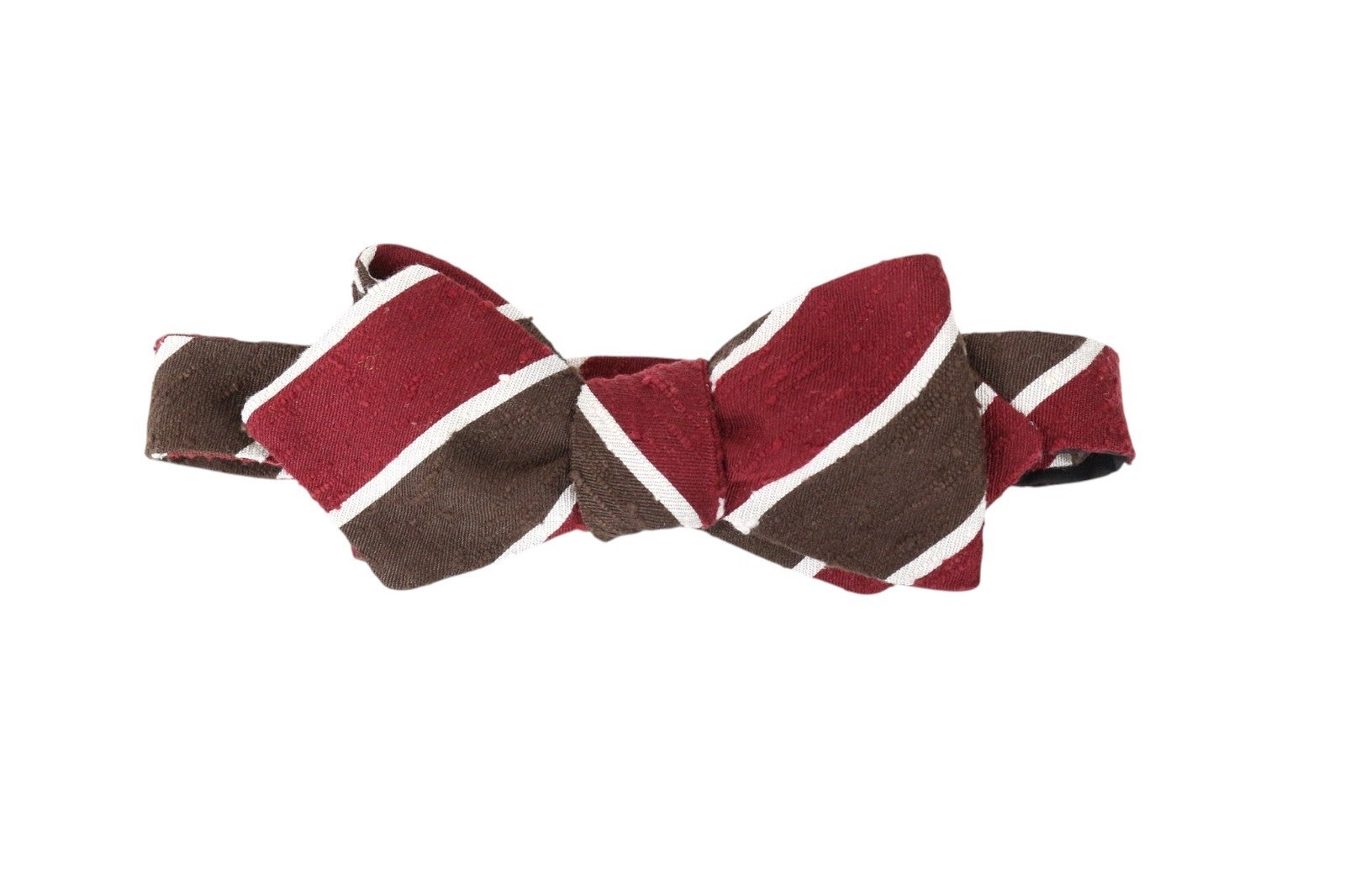 SUITSUPPLY Men Tie 93 x 7.4 cm Brown Striped Formal Butterfly Pure Silk Bow