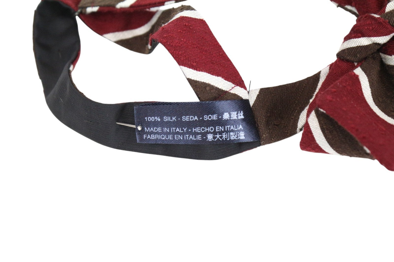 SUITSUPPLY Men Tie 93 x 7.4 cm Brown Striped Formal Butterfly Pure Silk Bow
