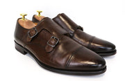 SUITSUPPLY Men Formal Shoes EU40.5 Brown Leather Double Monk Strap Classic