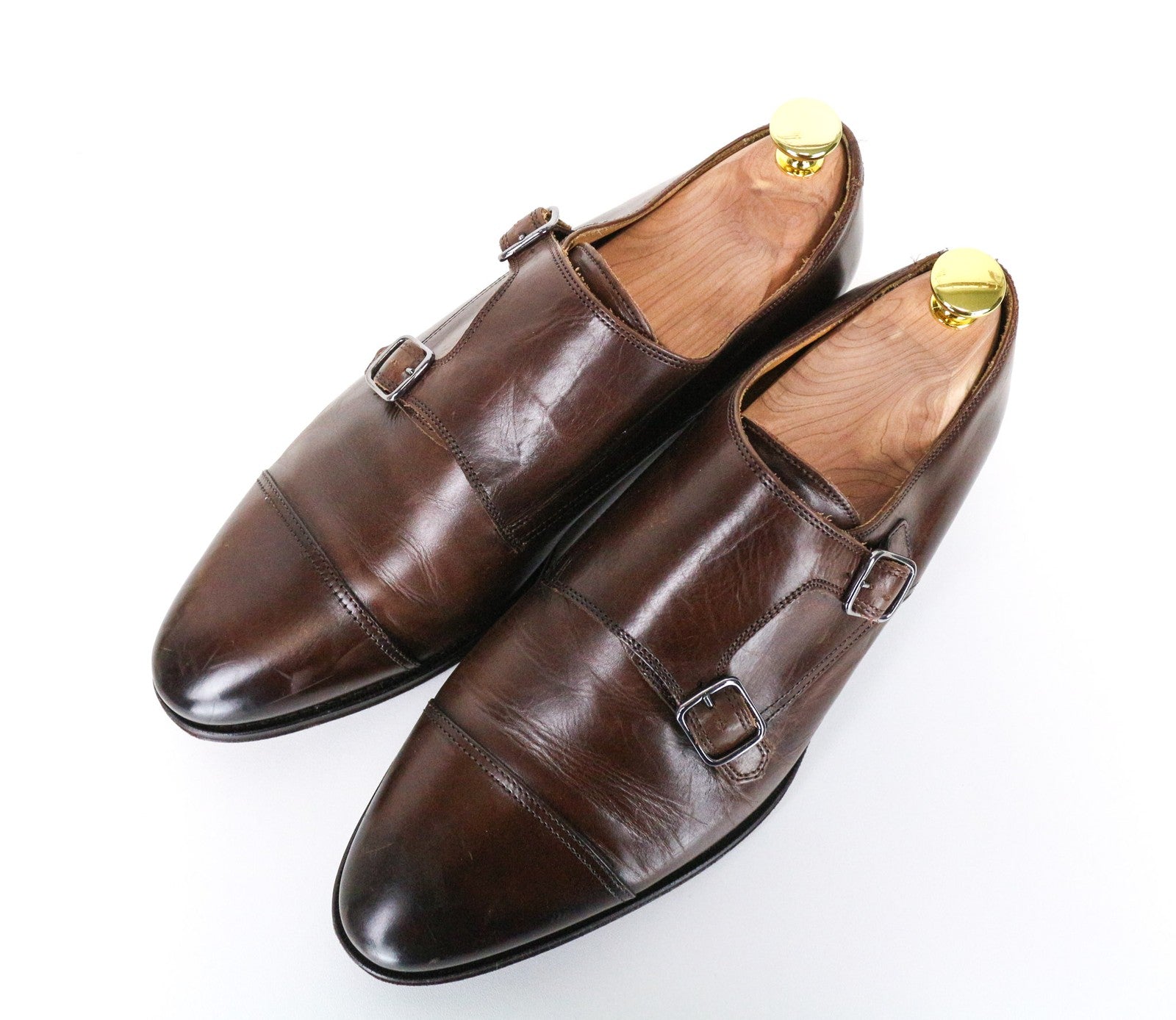 SUITSUPPLY Men Formal Shoes EU40.5 Brown Leather Double Monk Strap Classic