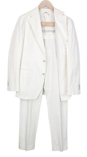 SUITSUPPLY Havana Jetted Men Suit UK38R White 2-Piece Slim Pure Cotton Twill