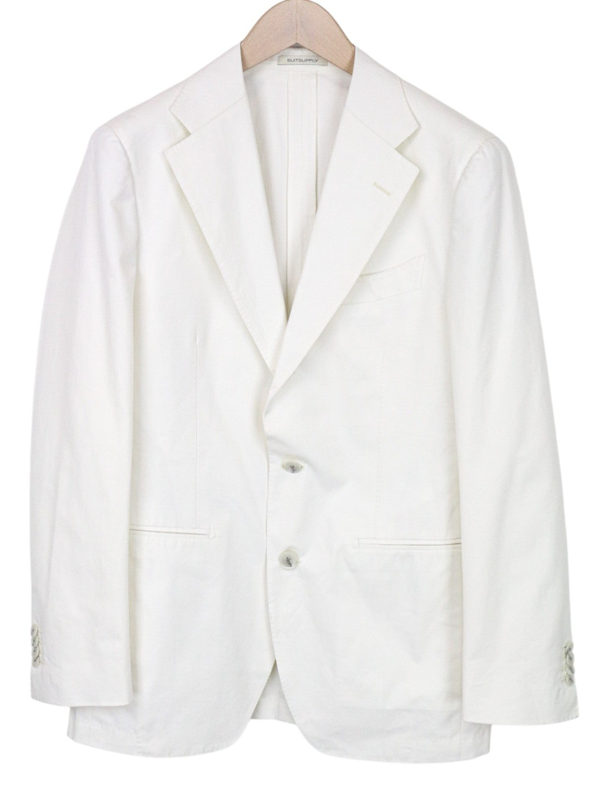 SUITSUPPLY Havana Jetted Men Suit UK38R White 2-Piece Slim Pure Cotton Twill