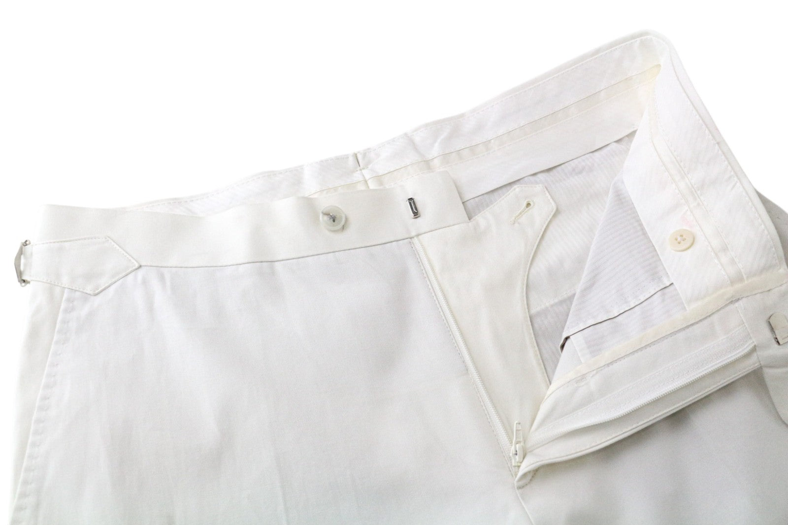 SUITSUPPLY Havana Jetted Men Suit UK38R White 2-Piece Slim Pure Cotton Twill