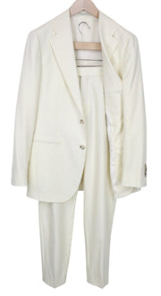 SUITSUPPLY Havana Jetted Men Suit UK38R Woollen Flannel Off-White 2-Piece Slim