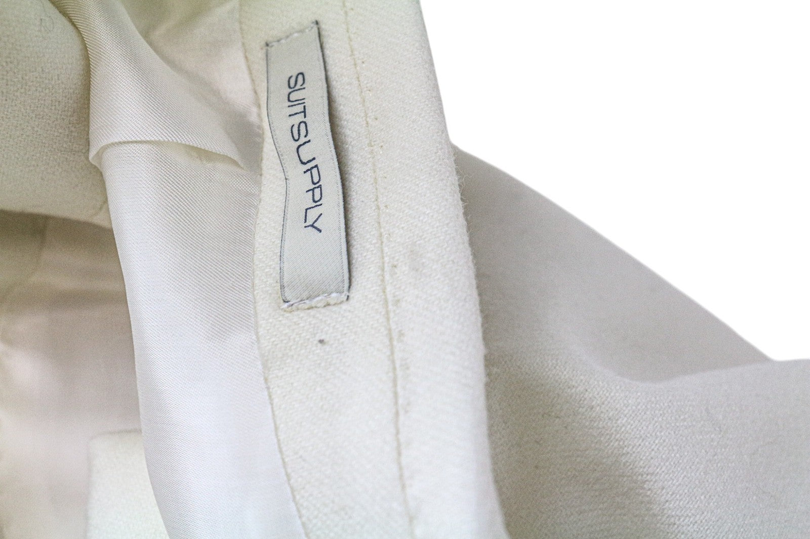 SUITSUPPLY Havana Jetted Men Suit UK38R Woollen Flannel Off-White 2-Piece Slim