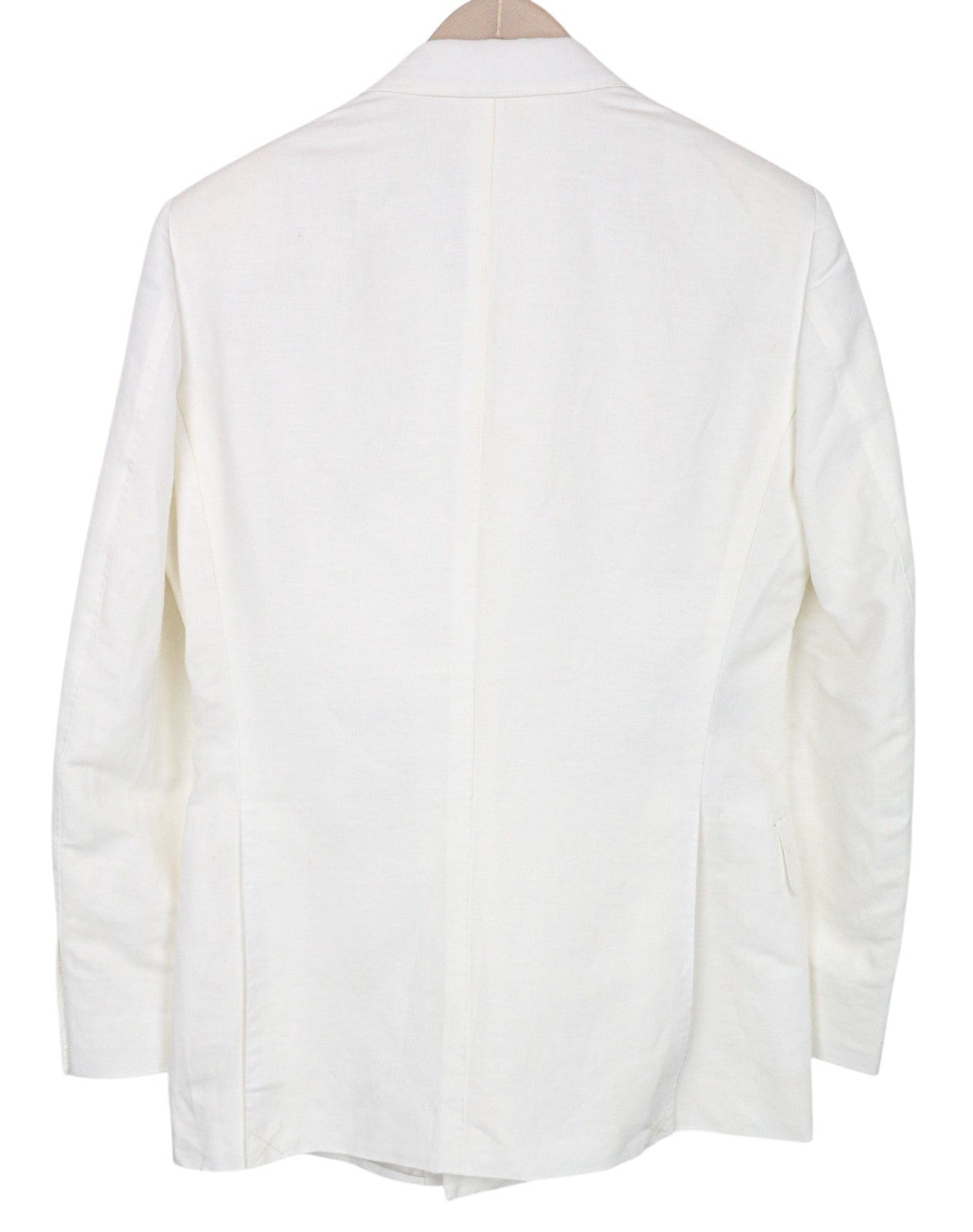 SUITSUPPLY La Spalla Men Blazer UK34R White Slim Two-Row Herringbone Linen Mix