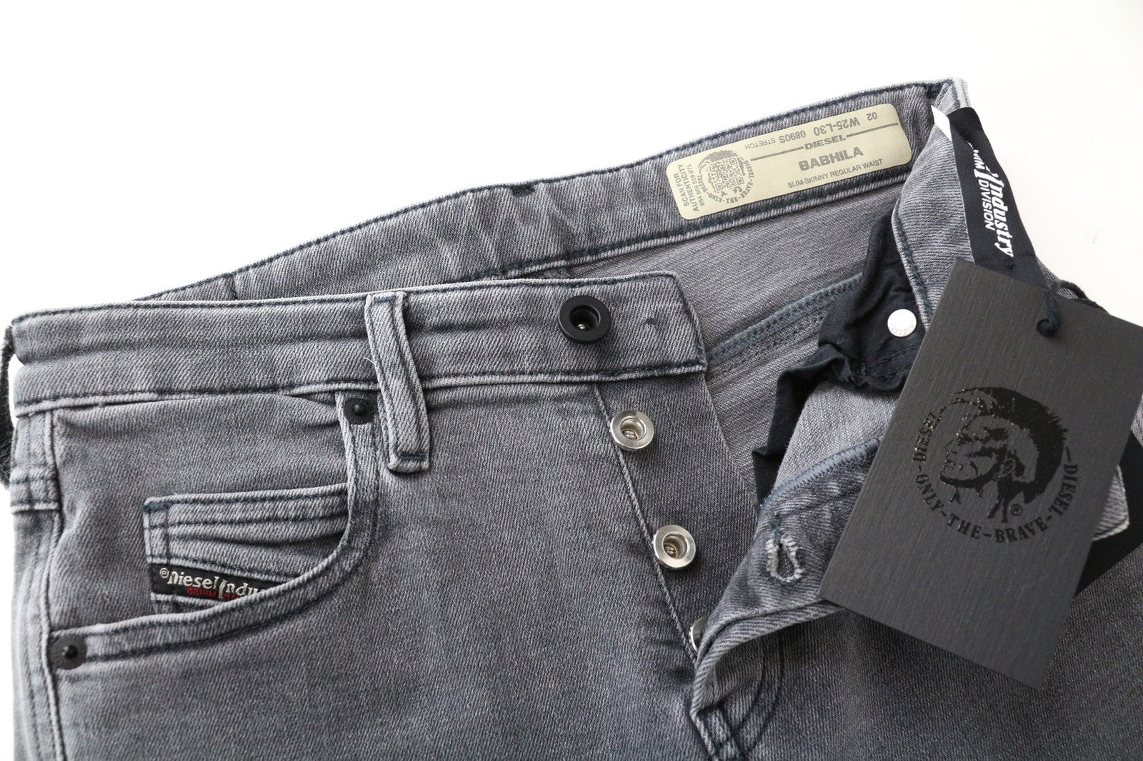 DIESEL Babhila 0890S Women Jeans W25/L30 Buttoned Grey Slim Skinny Fit Stretch