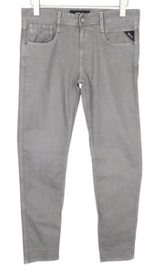 REPLAY Anbass Men Jeans W30/L32 Mid Grey Slim Fit Stretch Bull Denim Classic