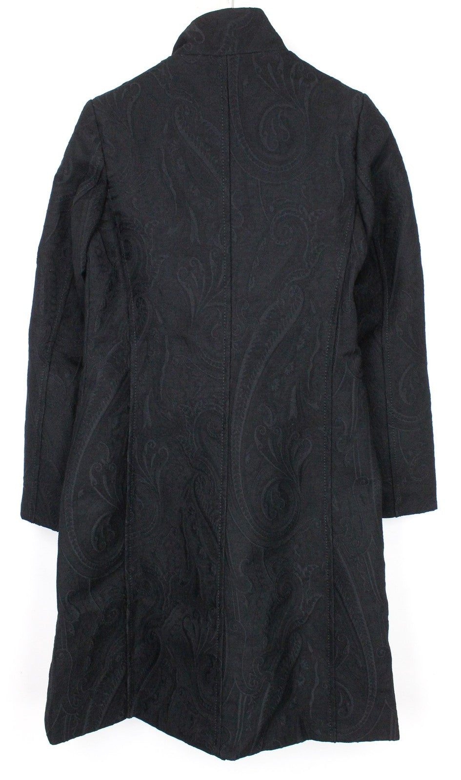 DESIGUAL Innocense Women Coat 28 M Black Two-Row Jacquard Pattern Wool