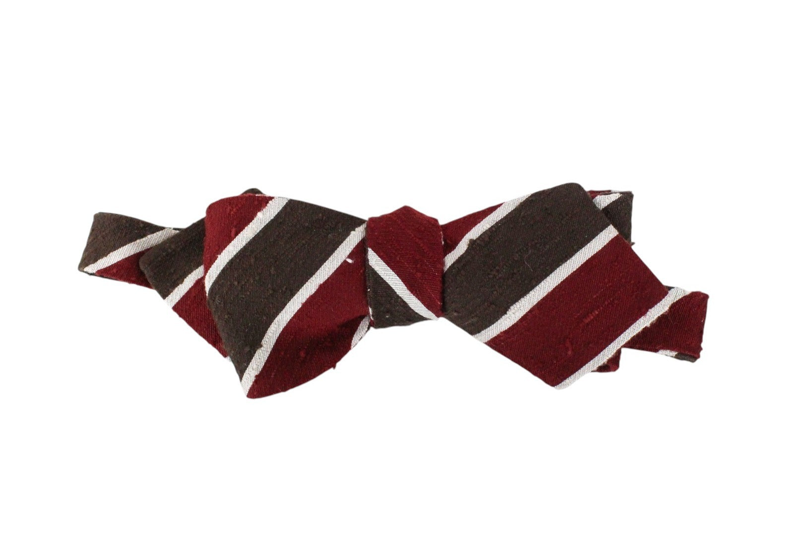 SUITSUPPLY Men Tie ~93 x 7.4 cm Brown Striped Butterfly Bow Pure Silk Formal