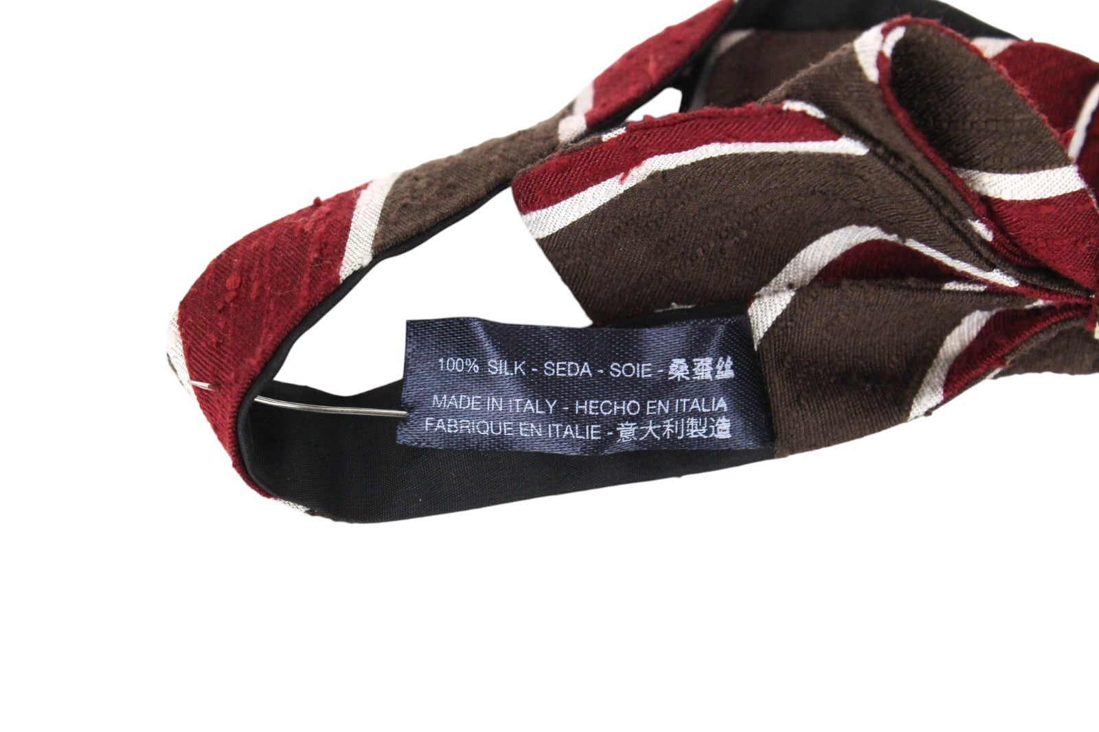 SUITSUPPLY Men Tie ~93 x 7.4 cm Brown Striped Butterfly Bow Pure Silk Formal