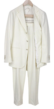 SUITSUPPLY Havana Jetted Men Suit UK38R Off-White Slim 2-Piece Wool Flannel